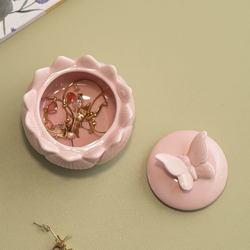 Pinky Lotus Butterfly Jewelry Box