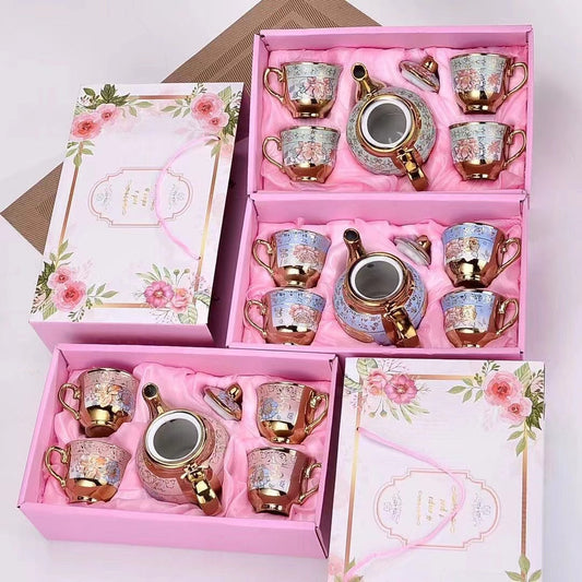 Creative European style plating ceramic tea set gift ceramic cup pot companion set