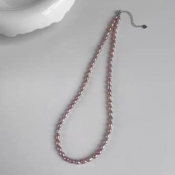 Natural freshwater pearl 5mm iridescent small pearl necklace