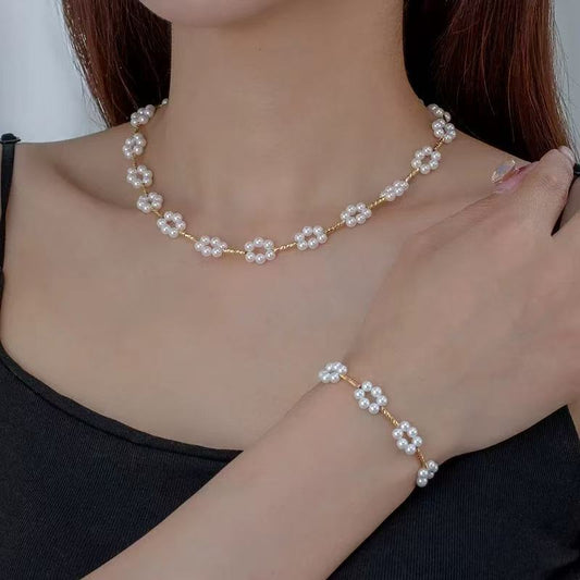 Natural freshwater pearl 2-3mm bracelet and necklace set