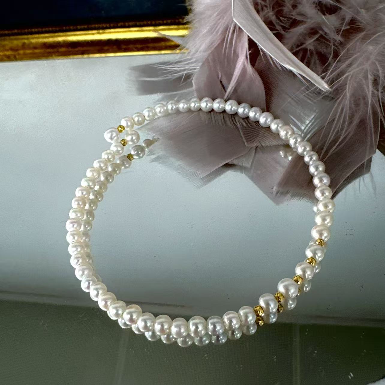 Natural freshwater pearl millet bracelet 2-3mm