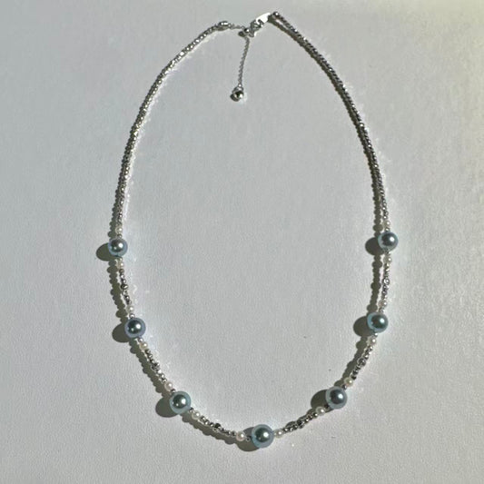 S925 pure silver natural seawater pearl genuine mocha 7mm pearl necklace