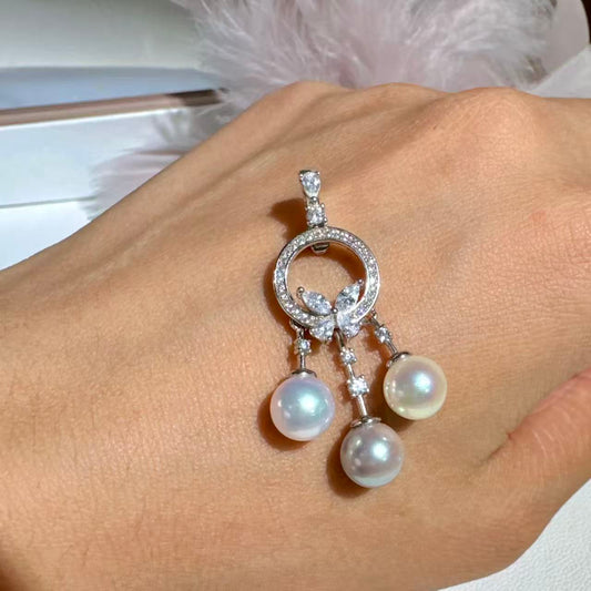 S925 Pure silver natural seawater akoya pearl dream-catching necklace pendant
