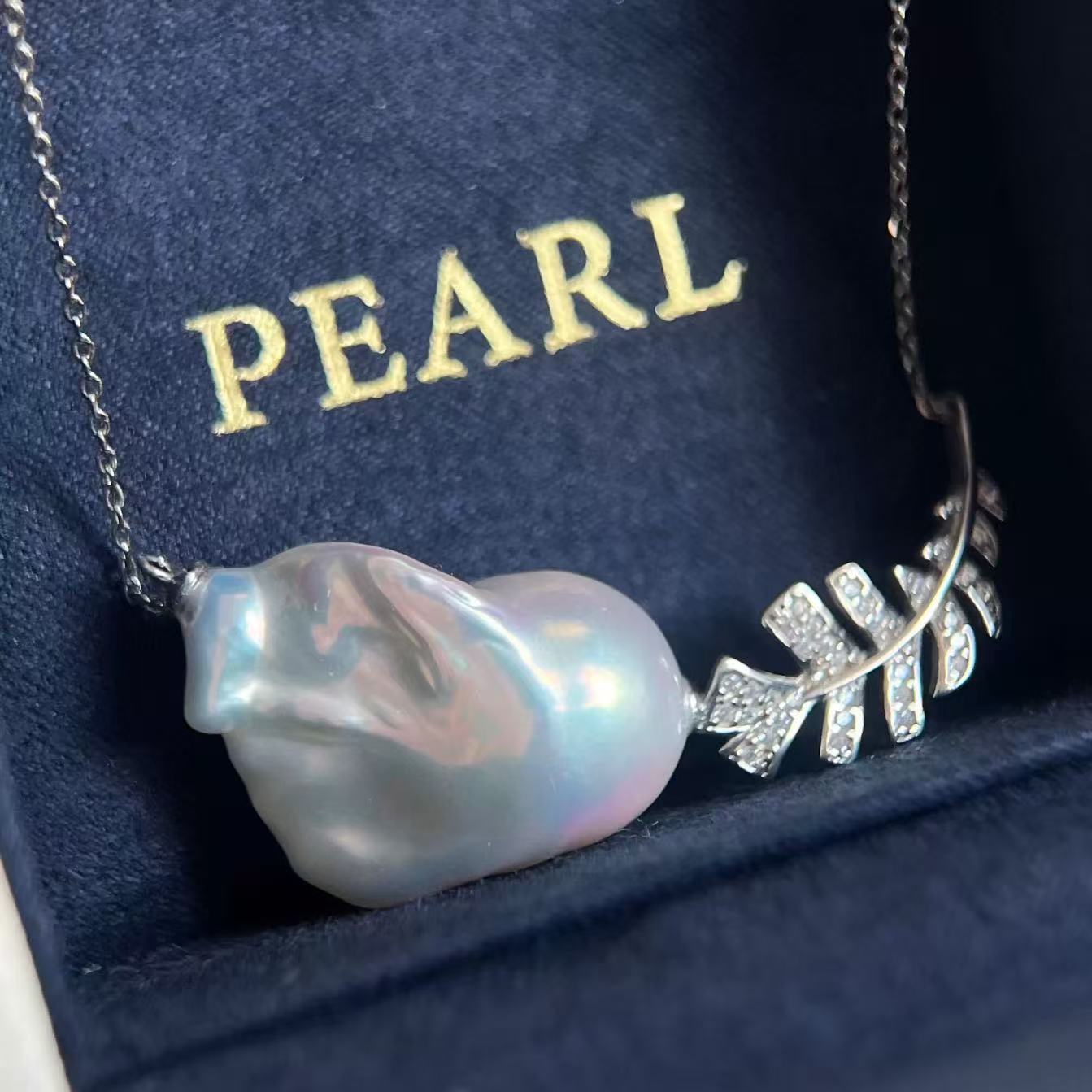 Pure natural freshwater pearl aurora necklace Baroque silver necklace