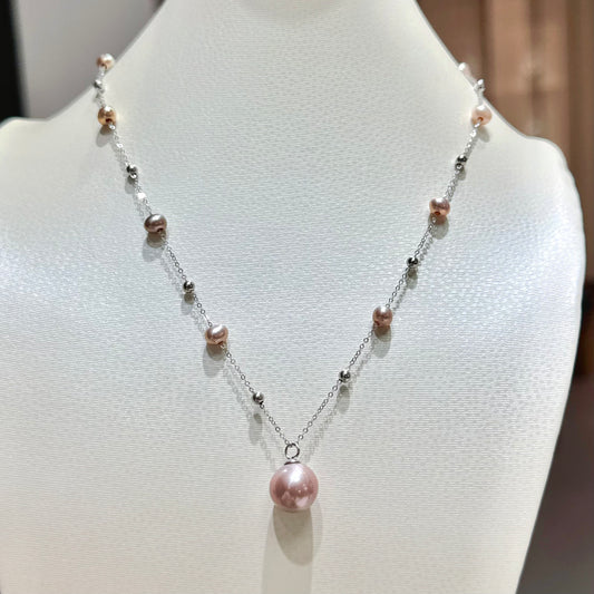 Natural freshwater pearls - "Starry Sky" series, 4.5-5mm in size + Edison pearls - 10-11mm in size, necklace