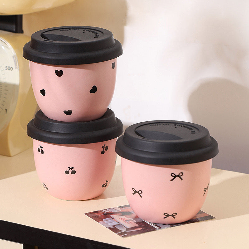 Pinky Cute Black  Lid Cup