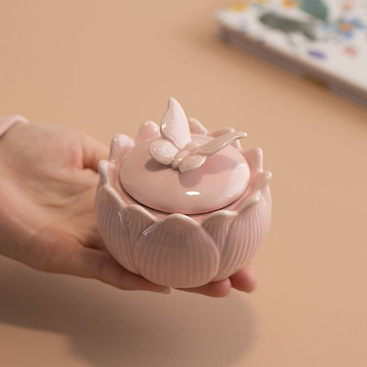 Pinky Lotus Butterfly Jewelry Box