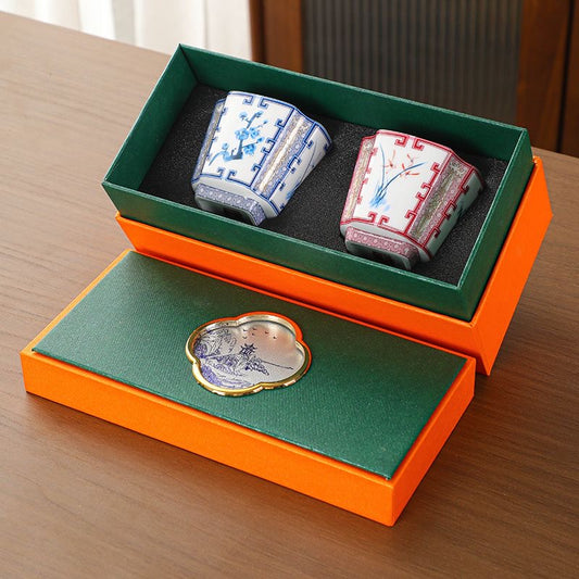 Blue and Red Flower Cup Set