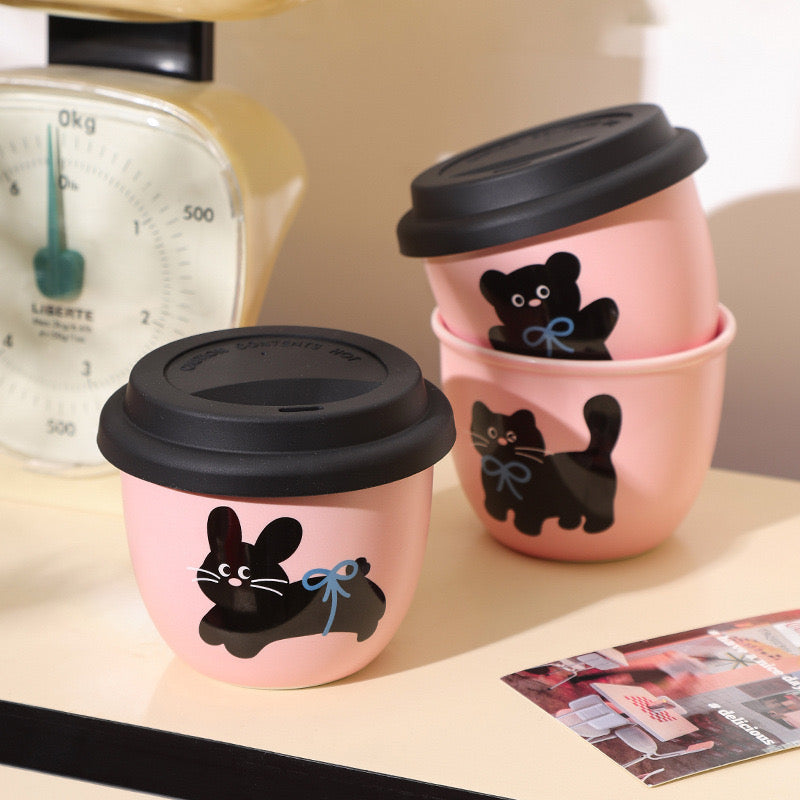 Pinky Cute Black  Lid Cup