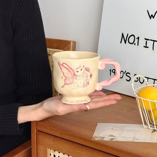 Pinky Butterfly Cat Cup